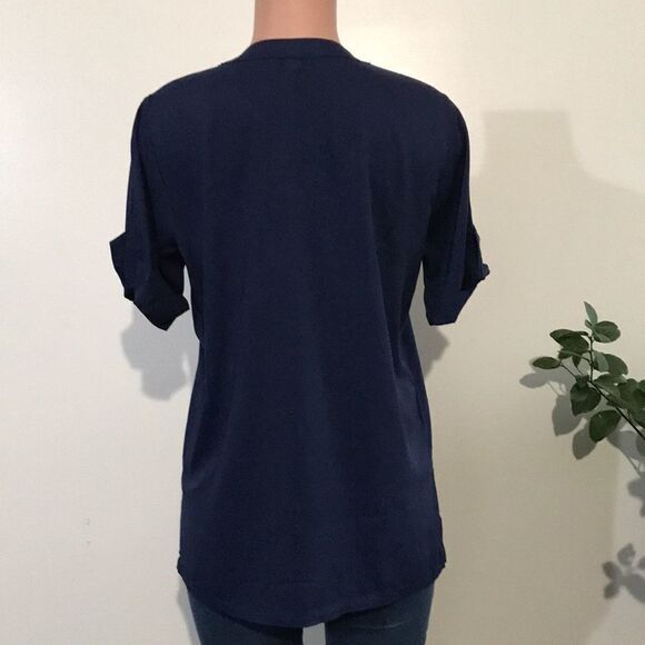 BROOKE SHIELDS Timeless Lace-Up Neck Woven Top - Picture 5 of 6